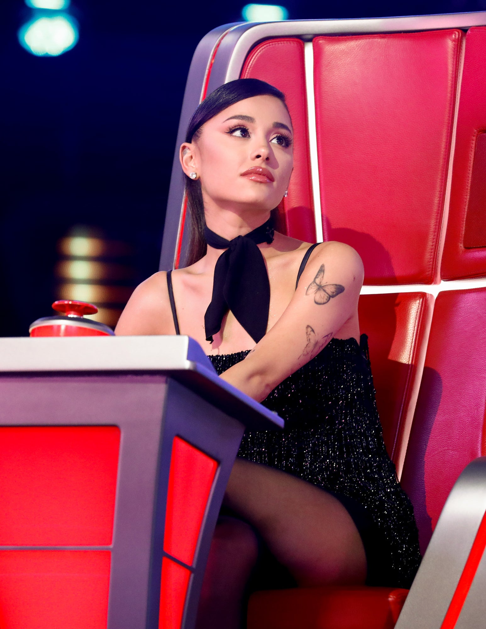 she&#x27;s sitting in her judges chair on the voice