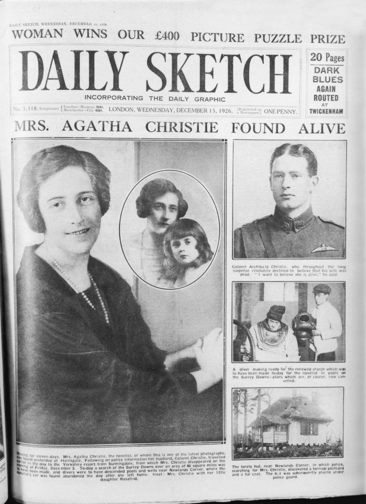 newspaper headline stating agatha was found alive