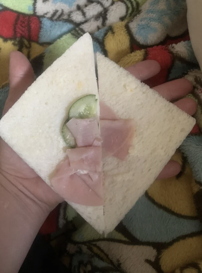 A sandwich with barely any meat inside
