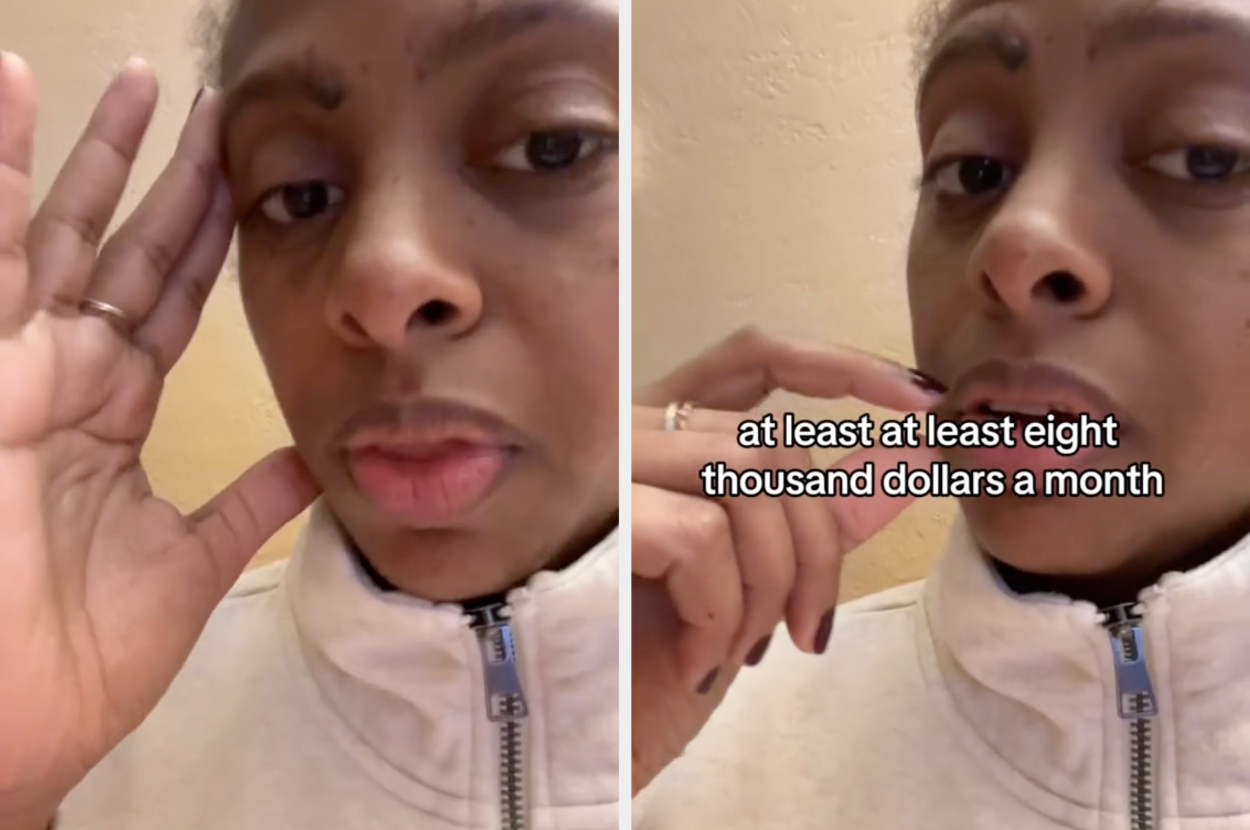 TikTok stills where Tiffany says, &quot;At least $8,000 a month&quot;