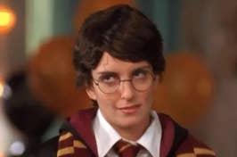Tina Fey dressed as Harry Potter.
