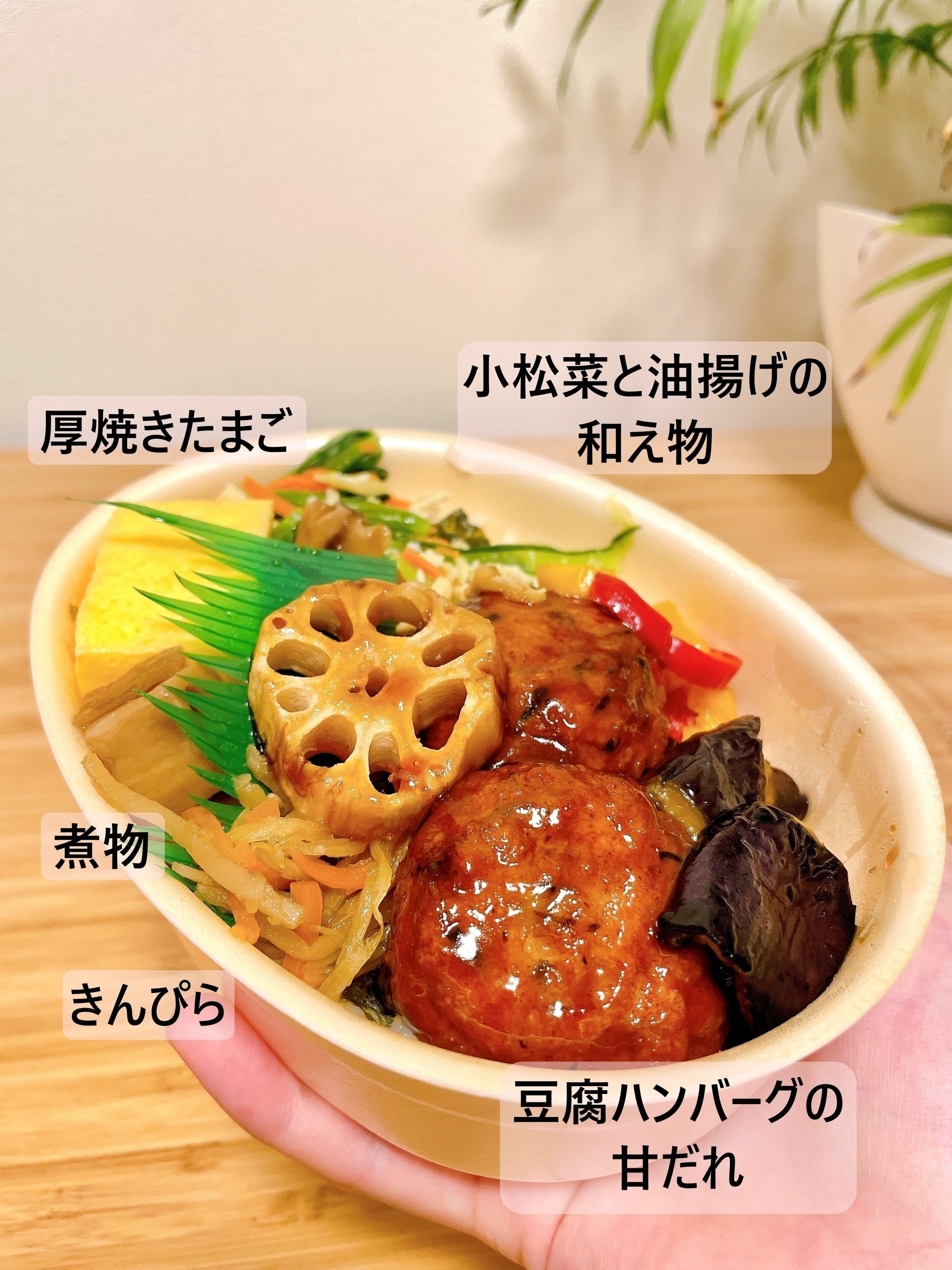 ほっともっとのオススメ弁当「彩・豆腐ハンバーグと野菜の照りだれ弁当」