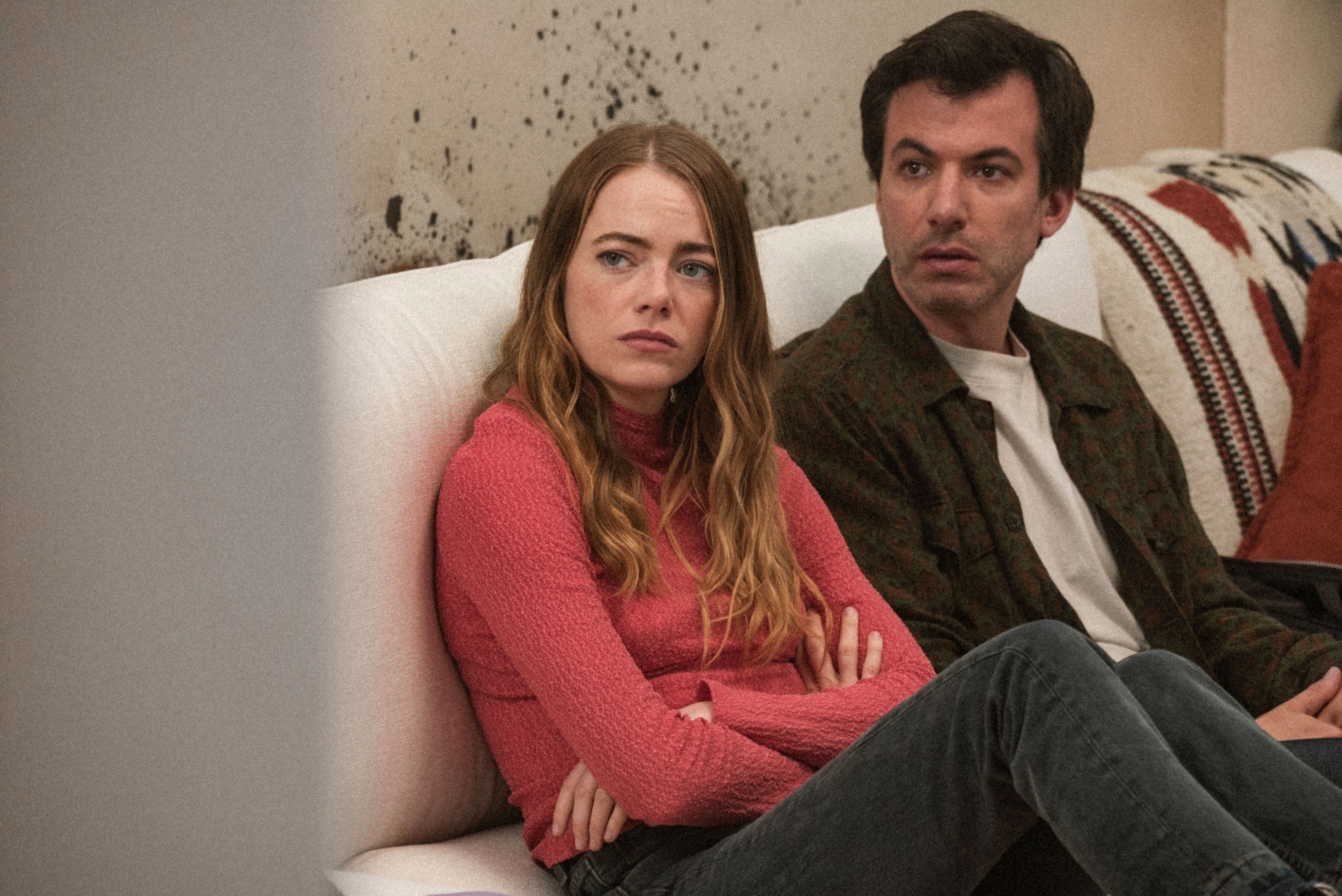 Emma sitting next Nathan Fielder in a scene from &quot;The Curse&quot;