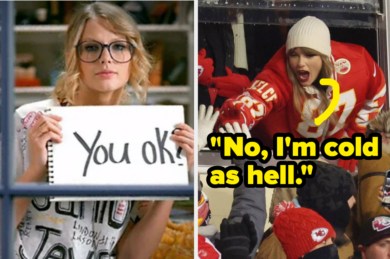 Taylor Swift Watched Travis Kelce Play Football From Behind A Frozen Window, And It Sparked A Hilarious Meme