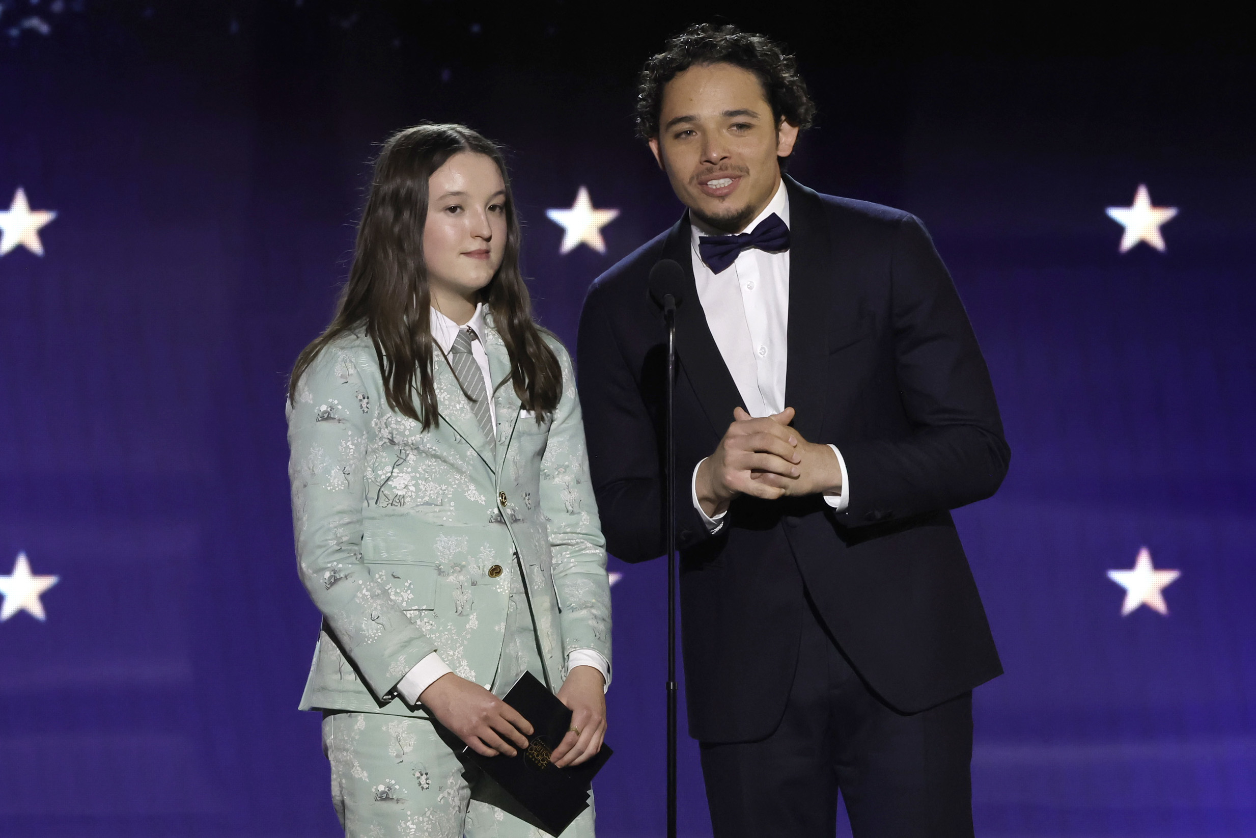 Bella Ramsey and Anthony Ramos onstage