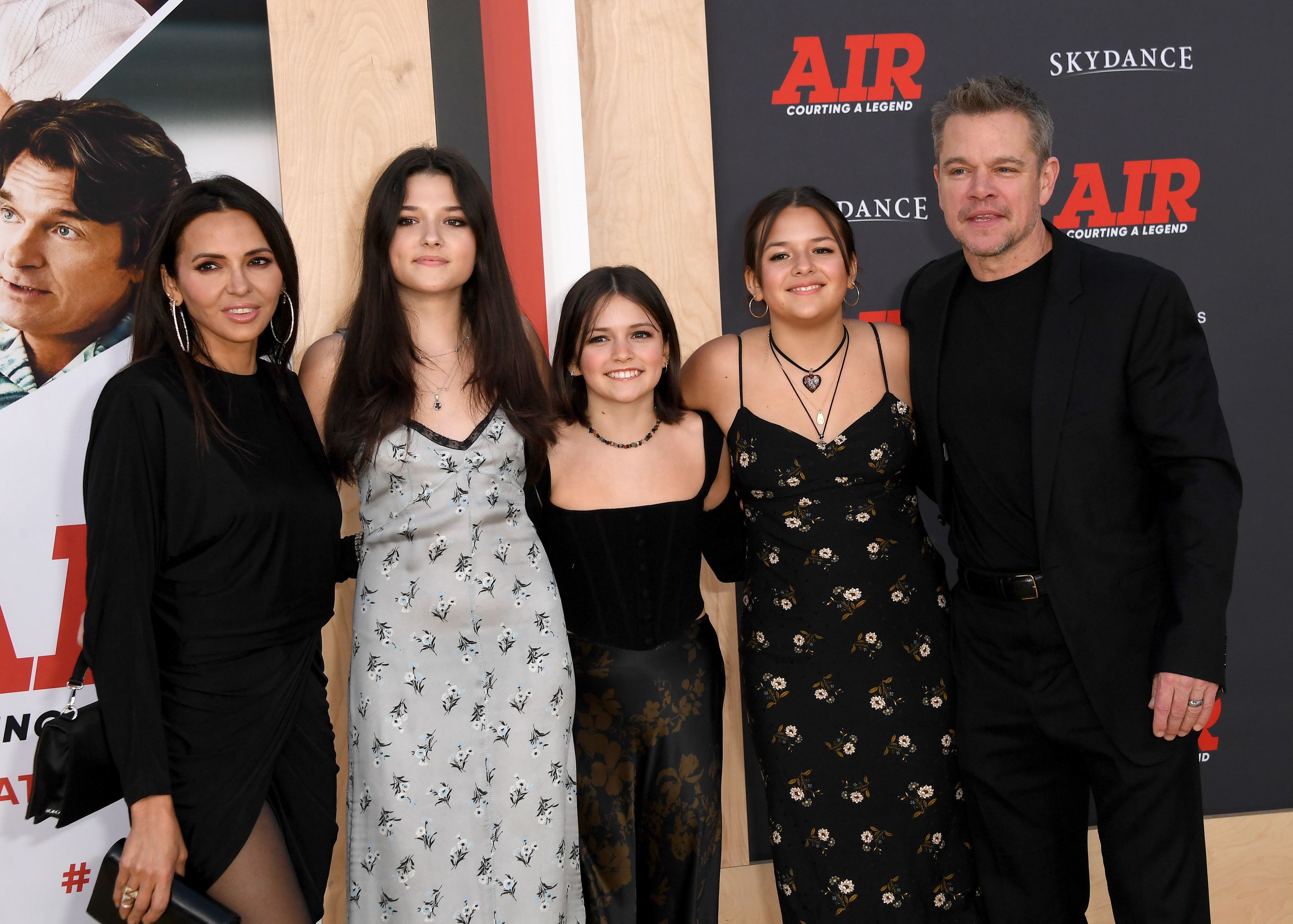 Matt Damon with his wife and kids