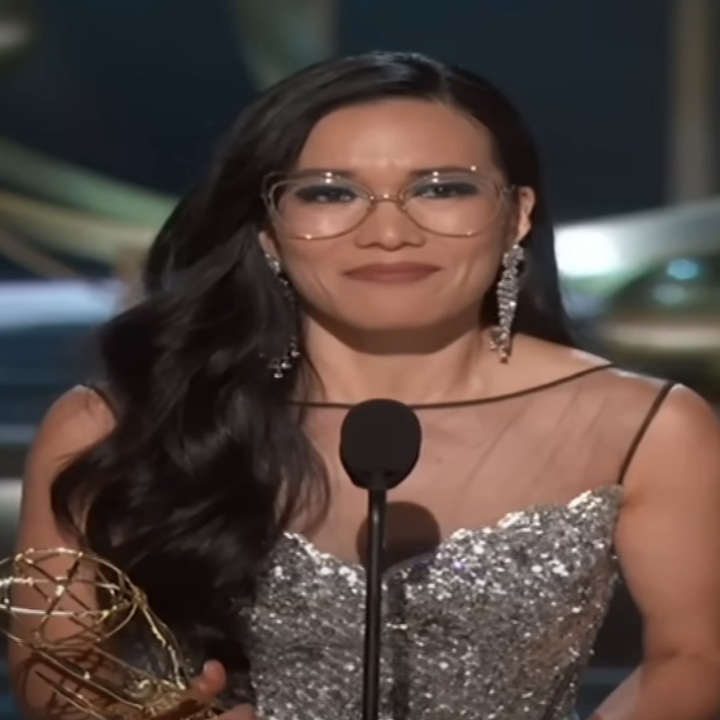 Ali Wong onstage accepting her Emmy