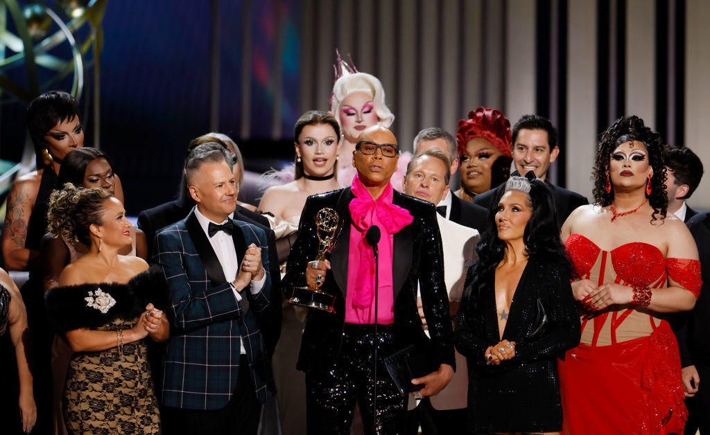 RuPaul and the cast and crew of &quot;RuPaul&#x27;s Drag Race&quot; onstage at the Emmys