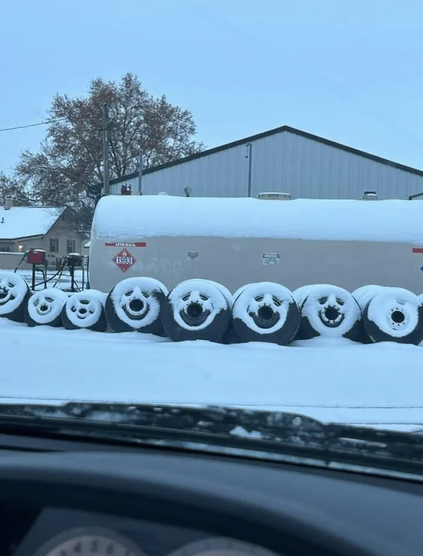 Tires with snow faces on them