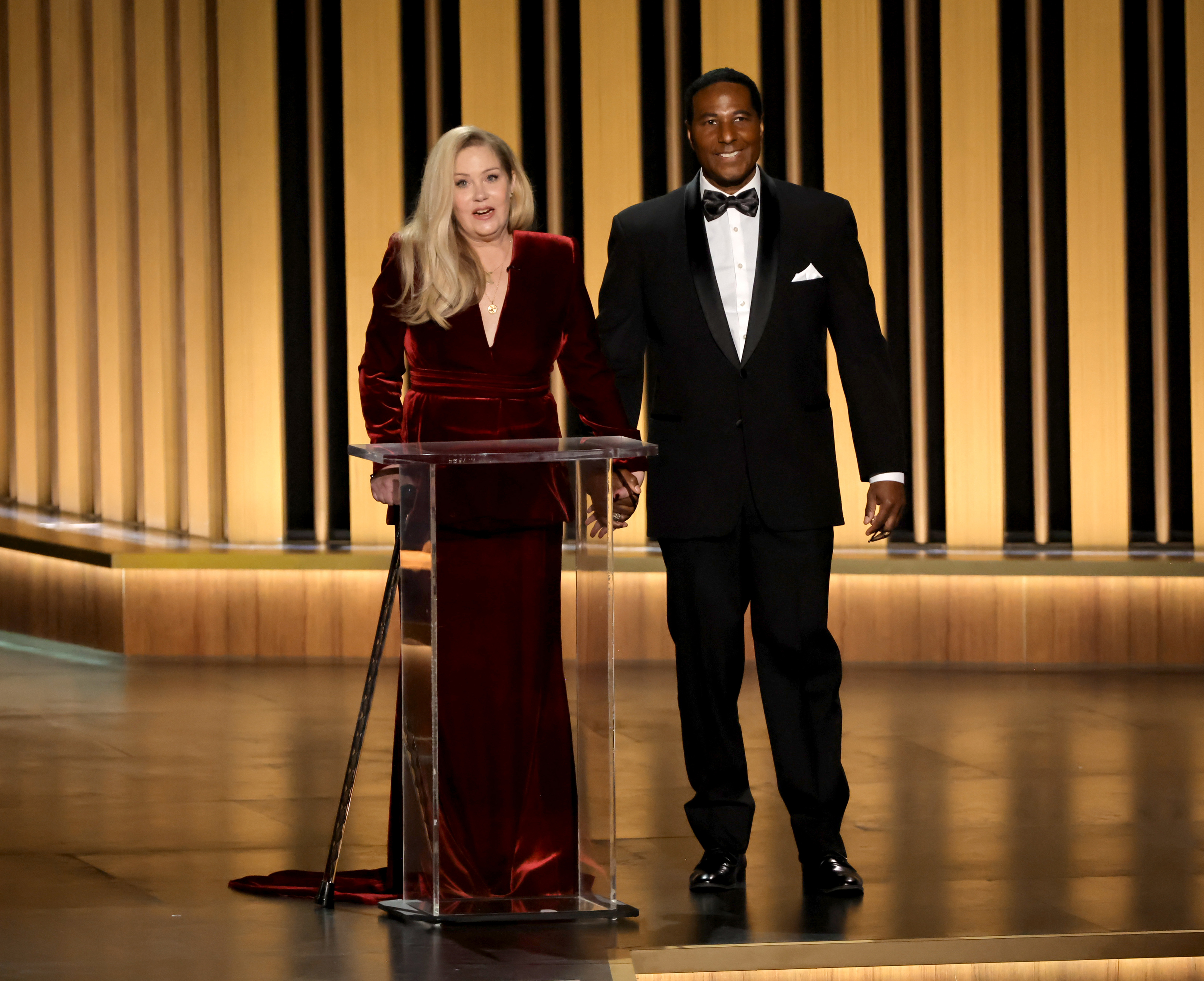Christina Applegate onstage at the Emmys