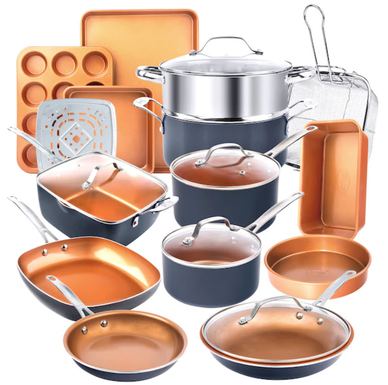 rust and black cookware set
