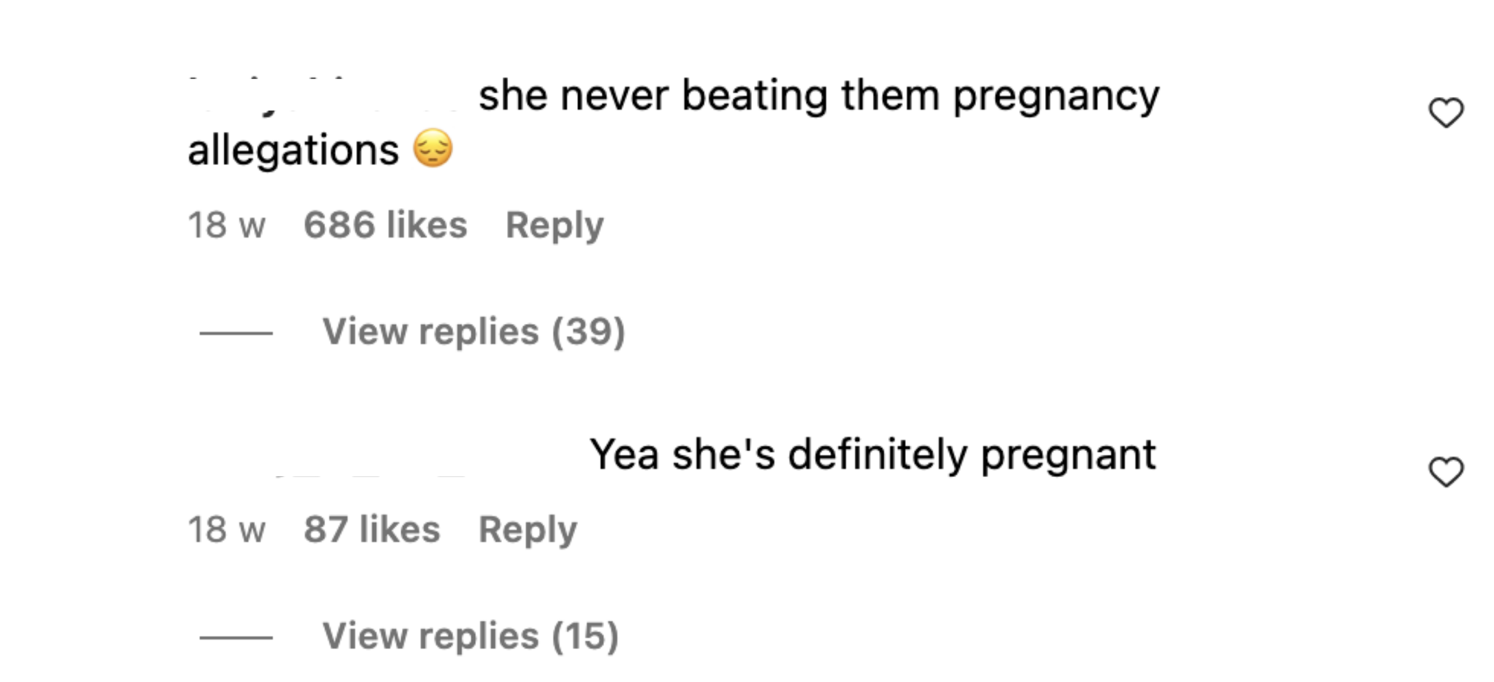 She never beating them pregnancy allegations