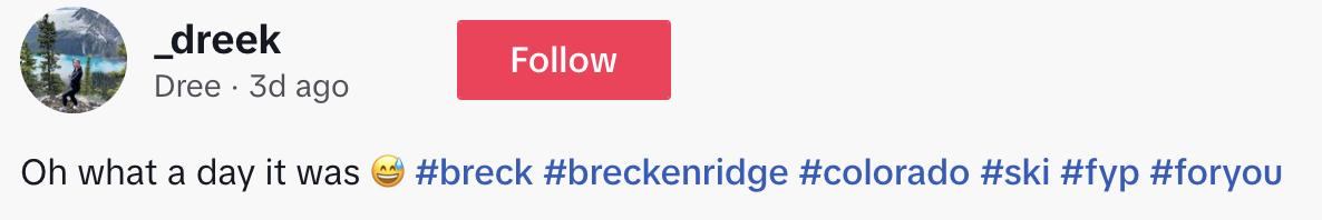 &quot;Oh what a day it was&quot; with breckenridge and colorado hashtags