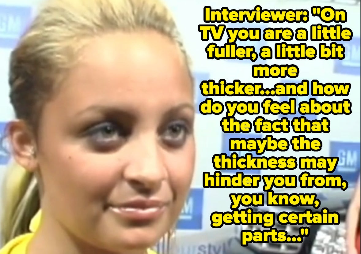 closeup of nicole as the interviewer off camera is asking her about her body