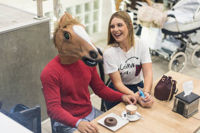 person wearing a horse conceal on a date
