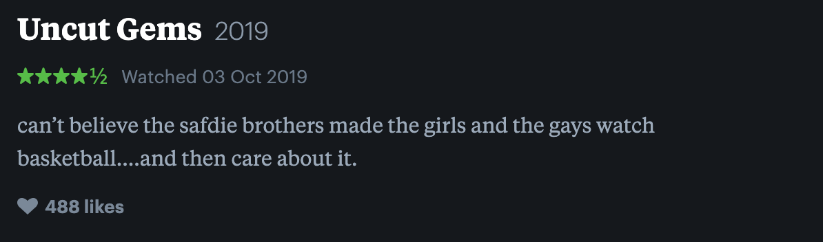 uncut gems made the girls and the gays watch basketball and care about it