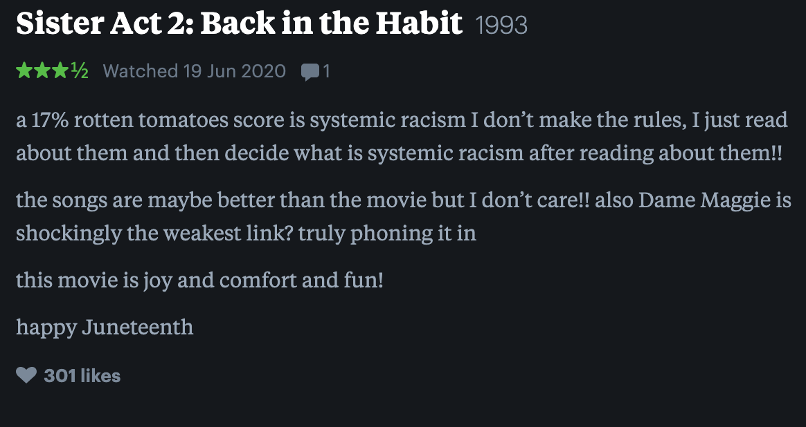 a 17% rotten tomatoes score is systemic racism. Ayo doesn&#x27;t make the rules. she just reads about them and then decided what is systemic racism after reading about them!