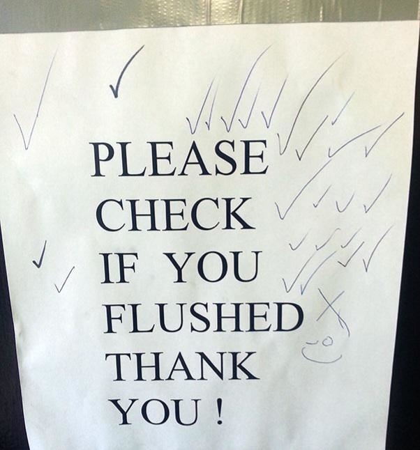please check if you flushed sign with a bunch of check marks on it