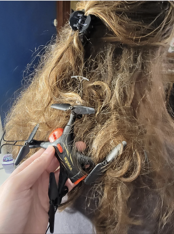 A drone stuck in someone&#x27;s hair