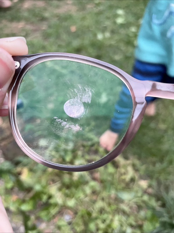 An eye mark on some glasses