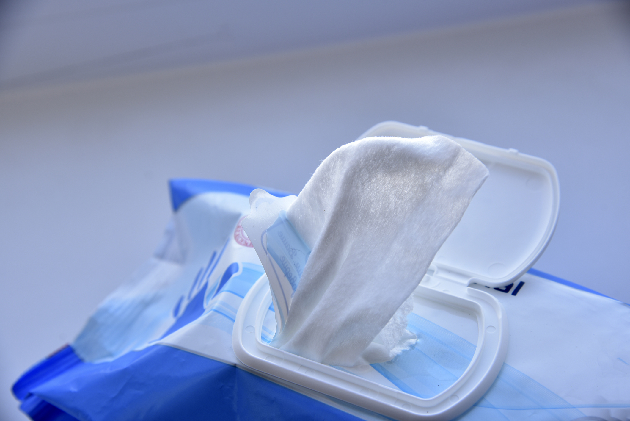 Wet sanitary napkins from the package