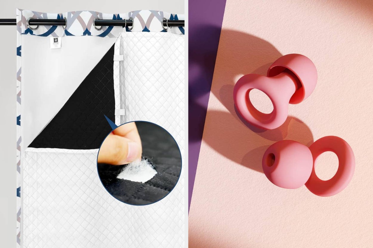 curtain liner attached to regular curtain, ear plug