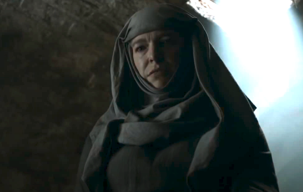 A closeup of Septa Unella in a scene from &quot;Game of Thrones&quot;
