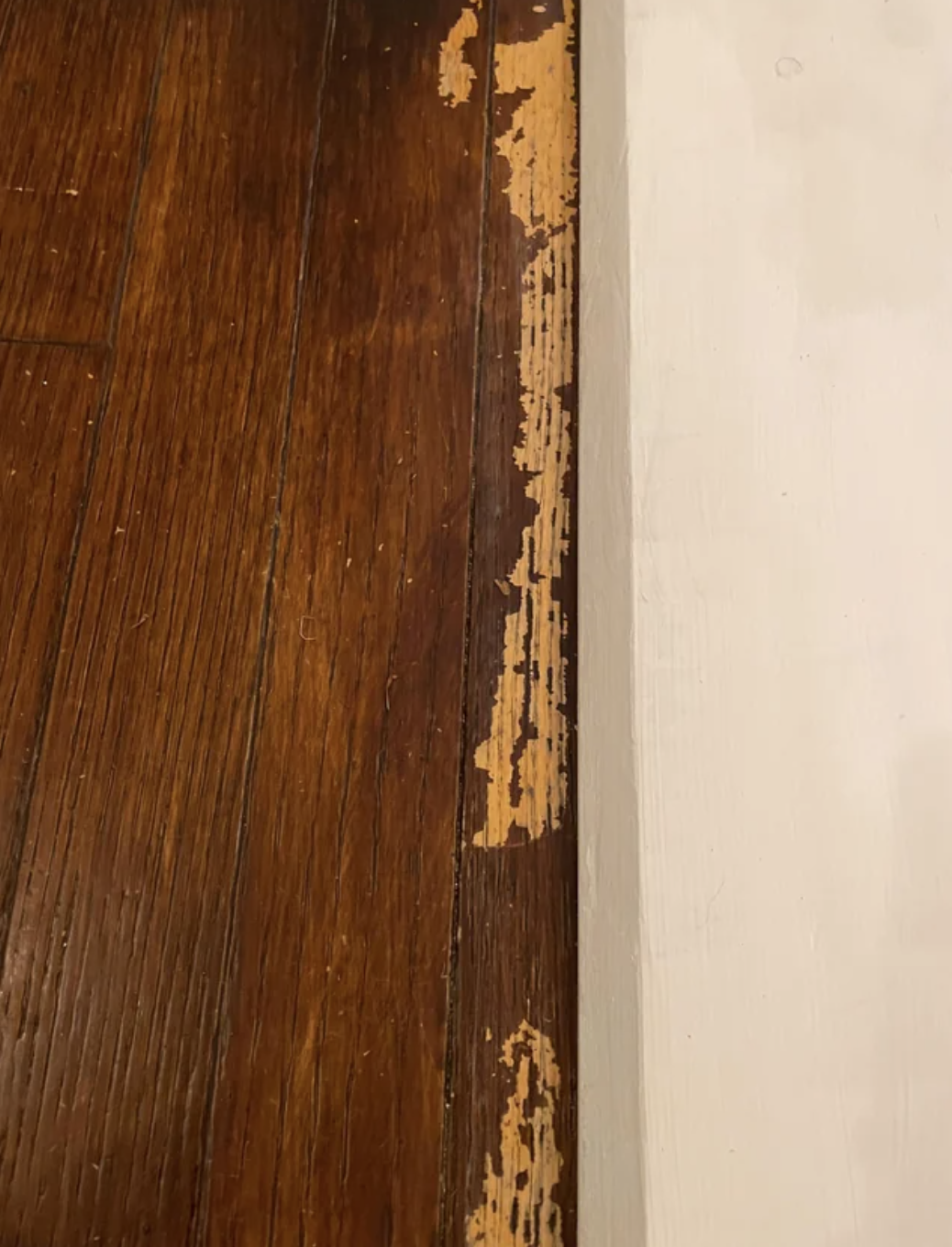 Hardwood floor is chipped