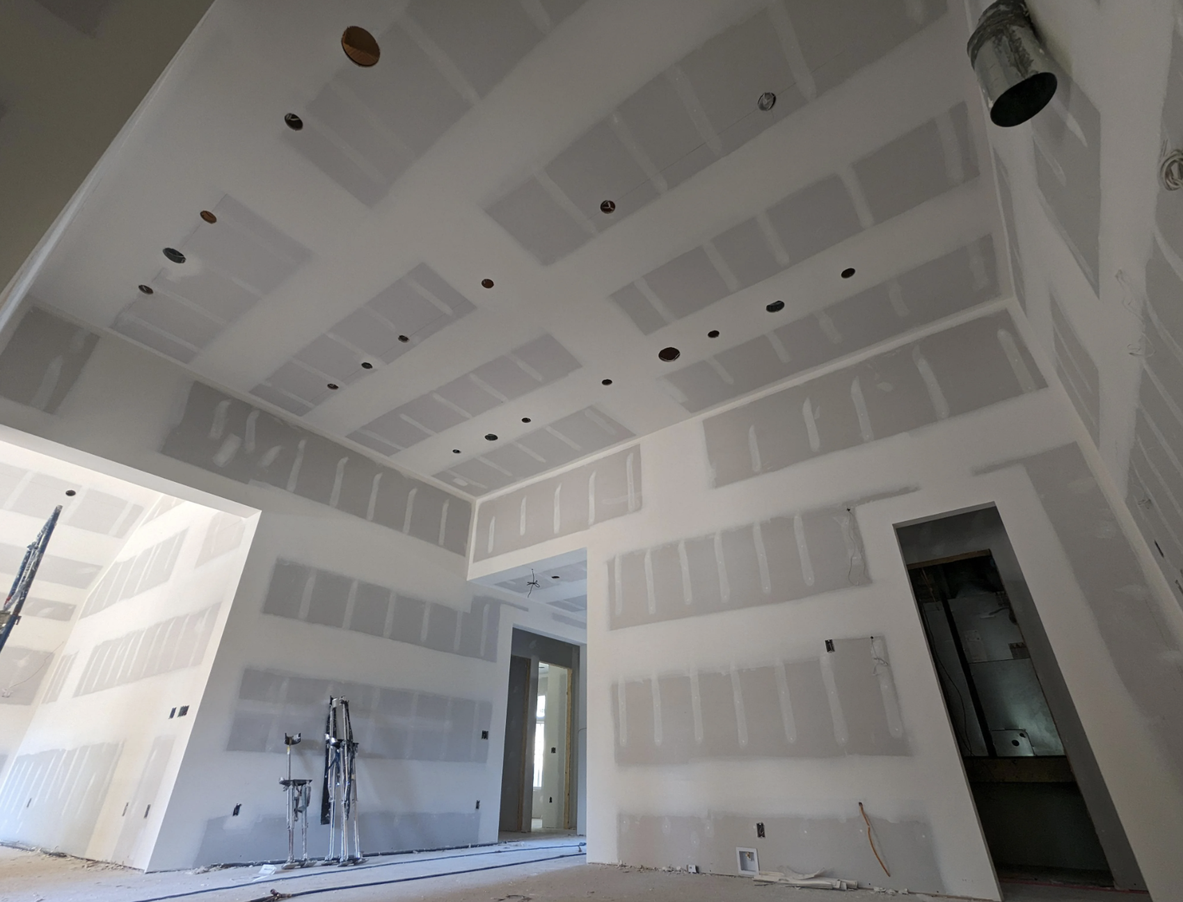 An expert shows off their drywall project