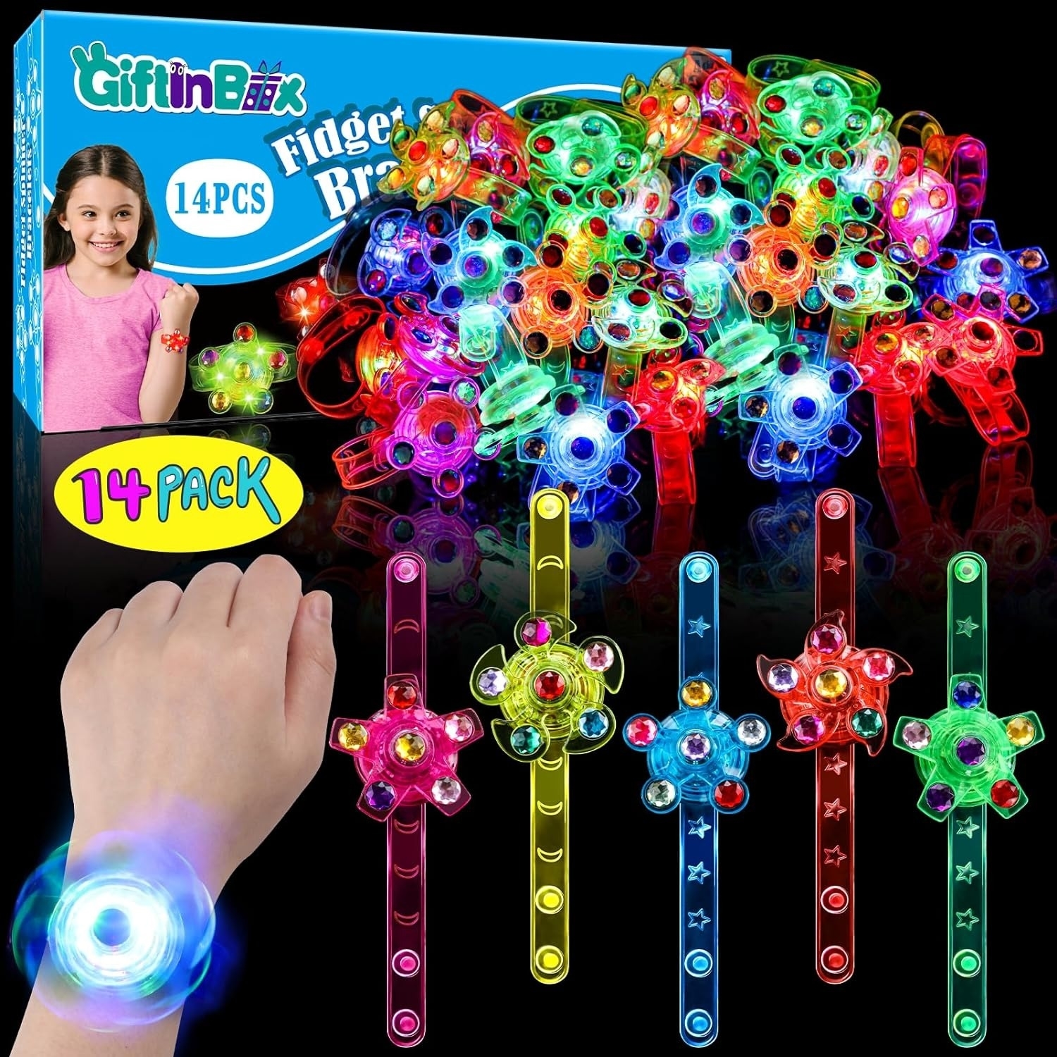 colorful light up spinning bracelets