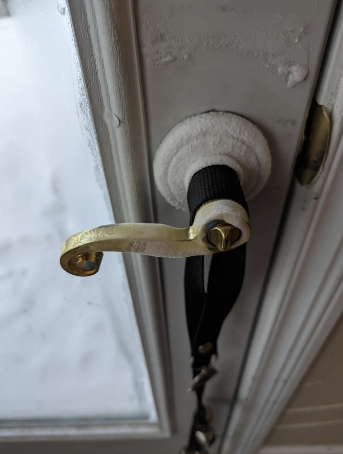 ice on the door handle inside