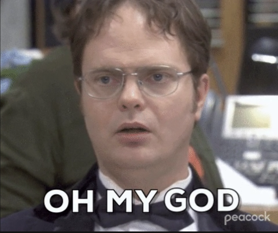 Close-up of Dwight from The Office saying &quot;Oh my god&quot;