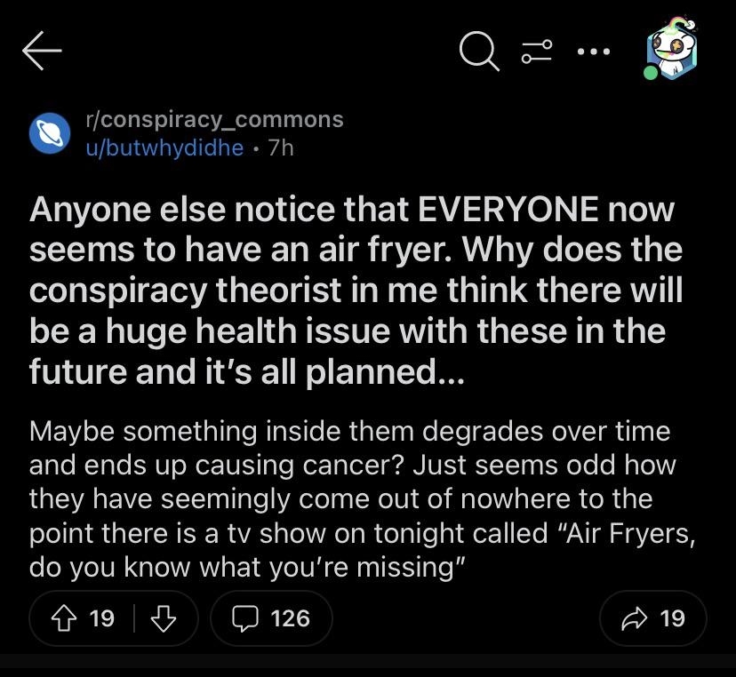 "Anyone else notice that EVERYONE now seems to have an air fryer."