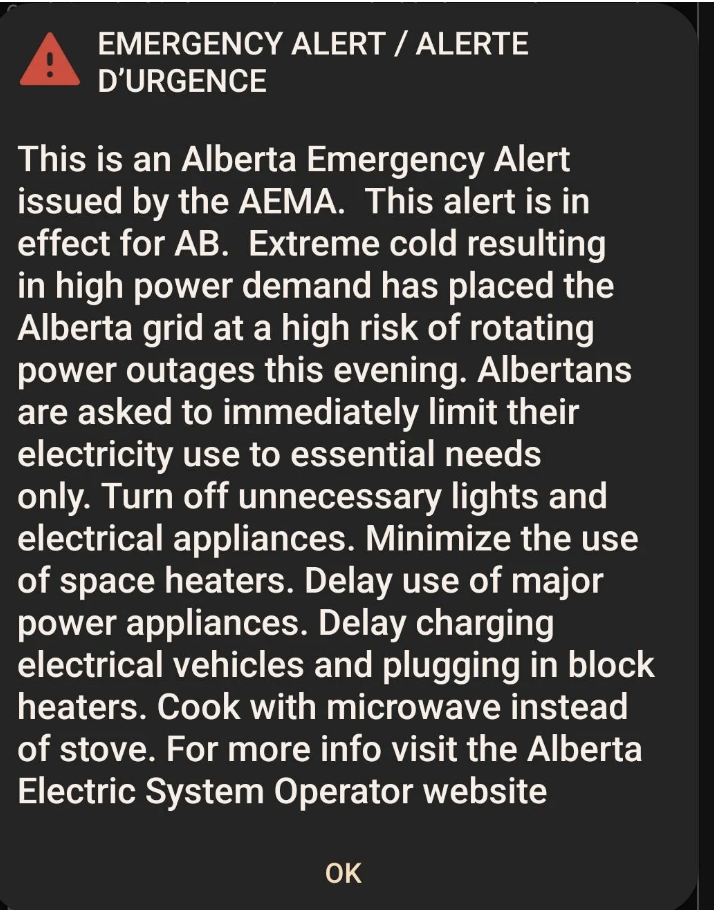 notice of power outages that might happen because it&#x27;s so cold
