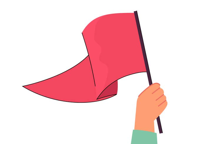 graphic of a hand waving a red flag