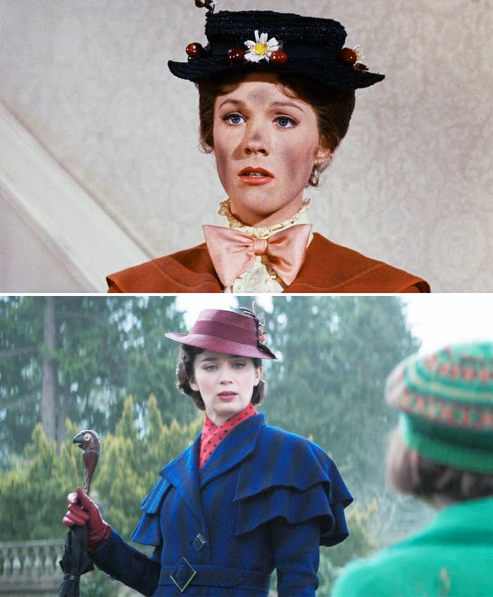 Julie and Emily as Mary Poppins, both wearing a hat