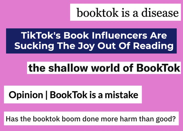 Several headlines criticizing BookTok and calling it a mistake