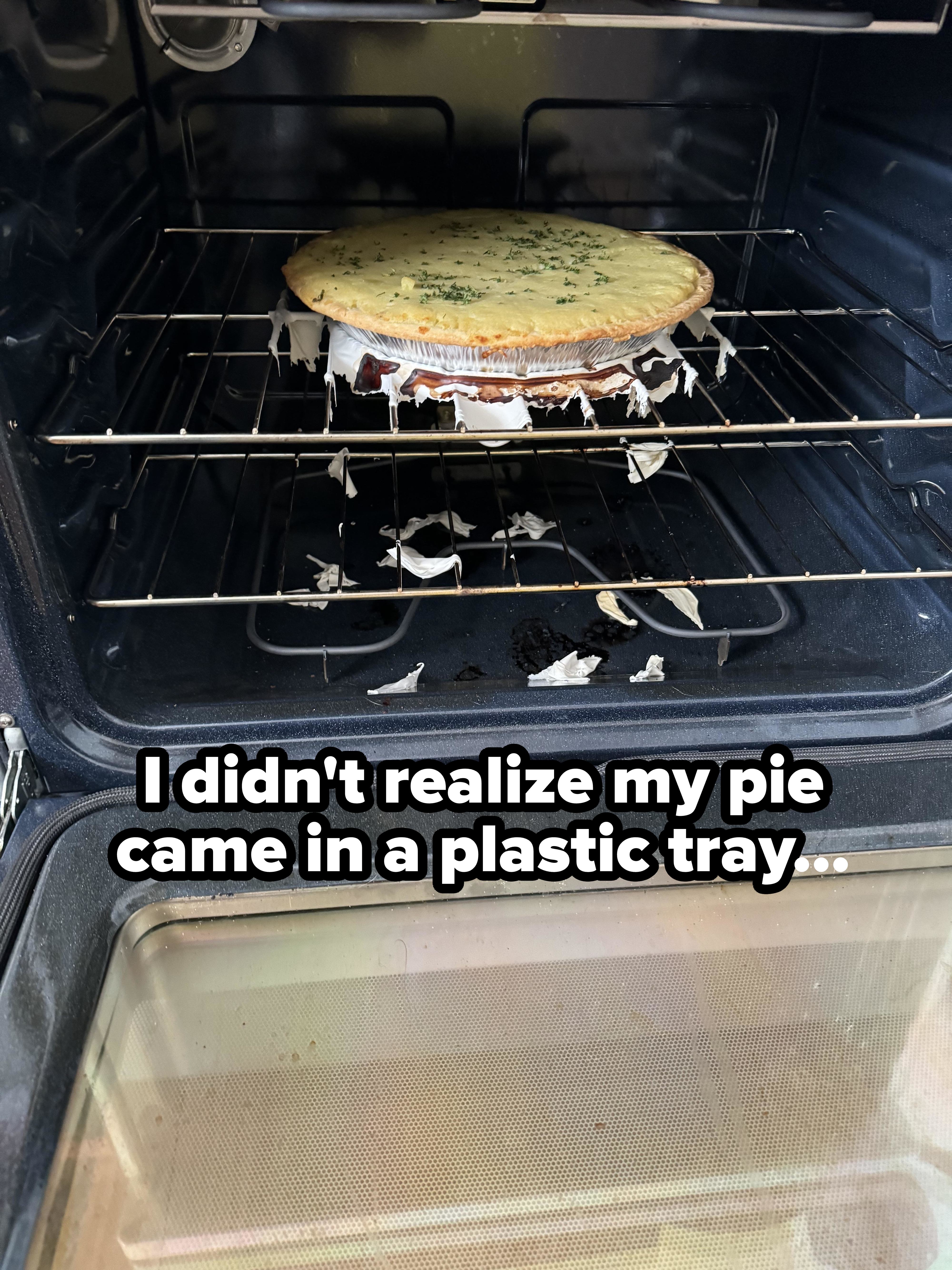 Melted plastic in an oven