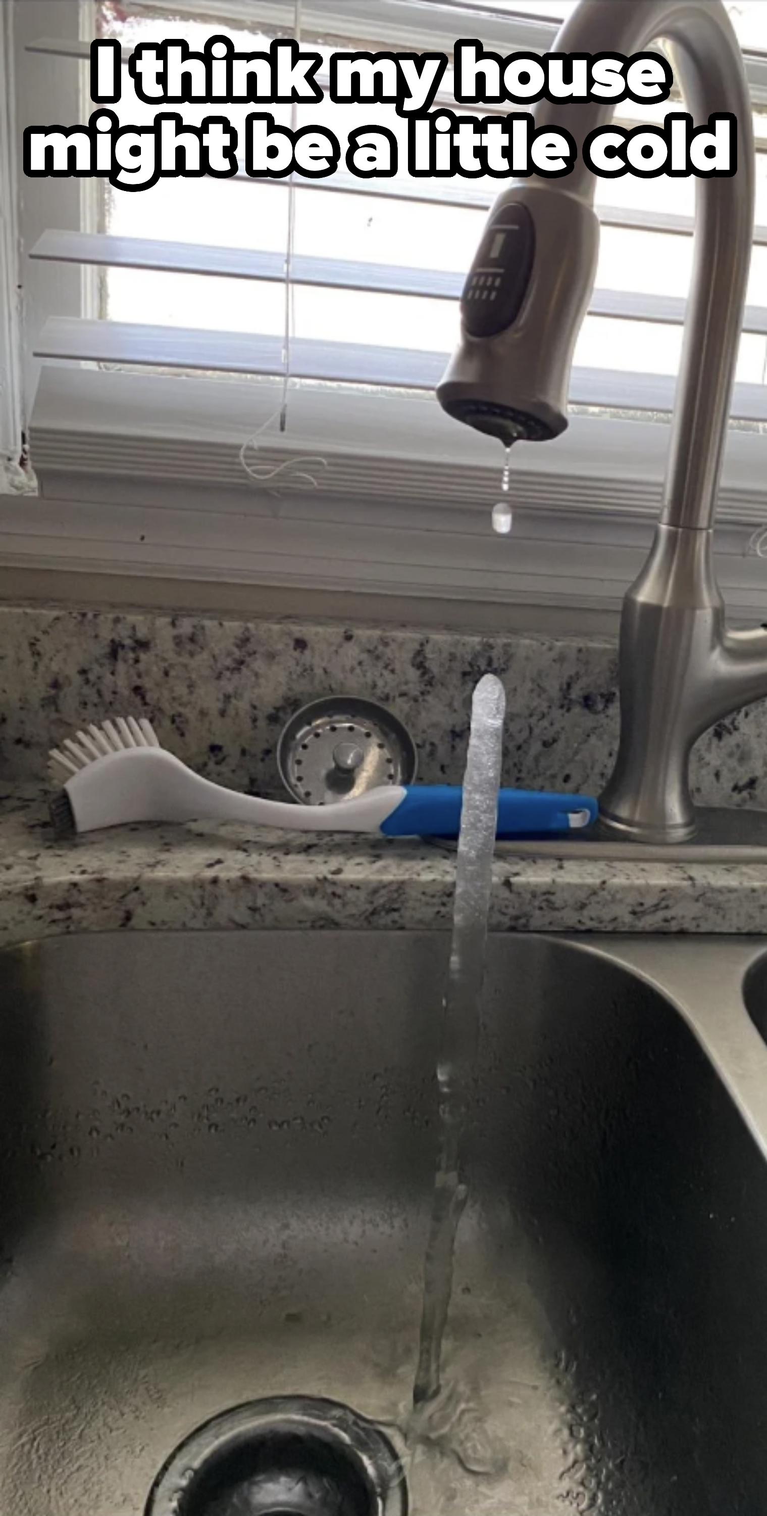 frozen water in a sink