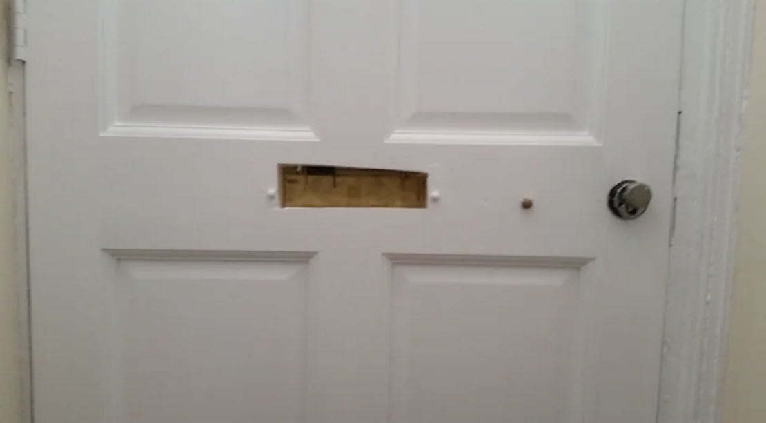 it&#x27;s a crooked cutout in the middle of the door