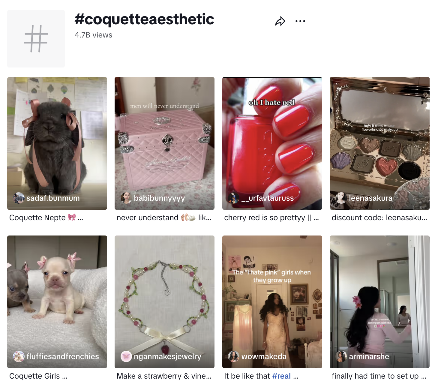 grid of images showing dogs with bows, ribbon necklaces, and girly eyeshadow palettes