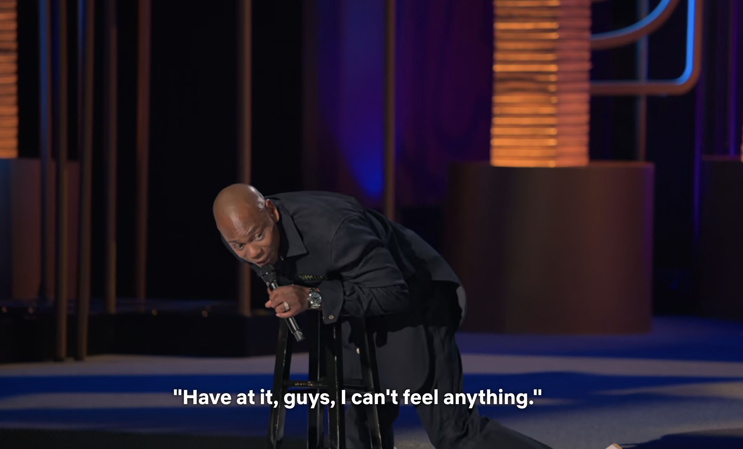Closeup of Dave Chappelle onstage