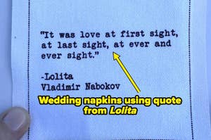 wedding napkins using quote from lolita