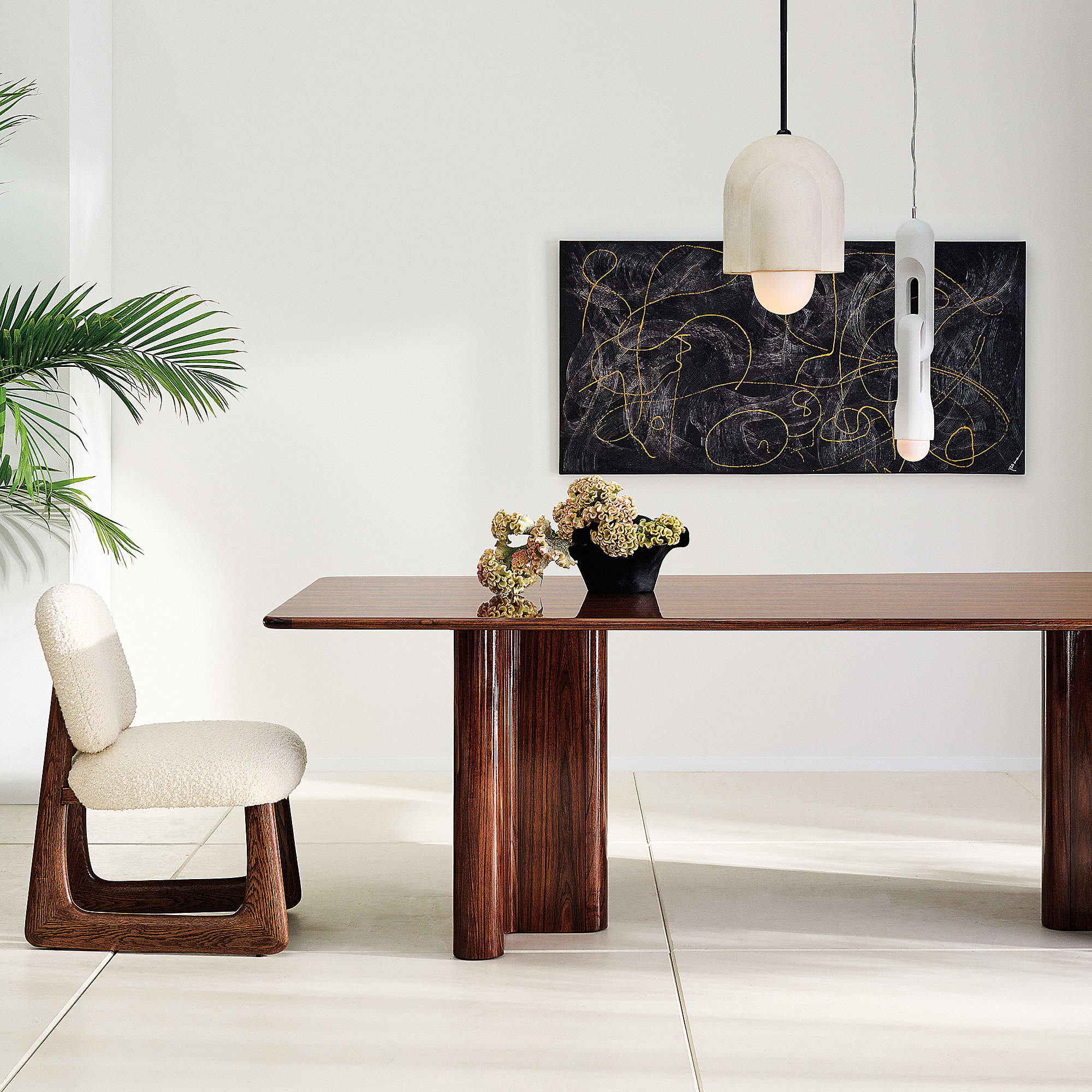 dark wood modern dining table