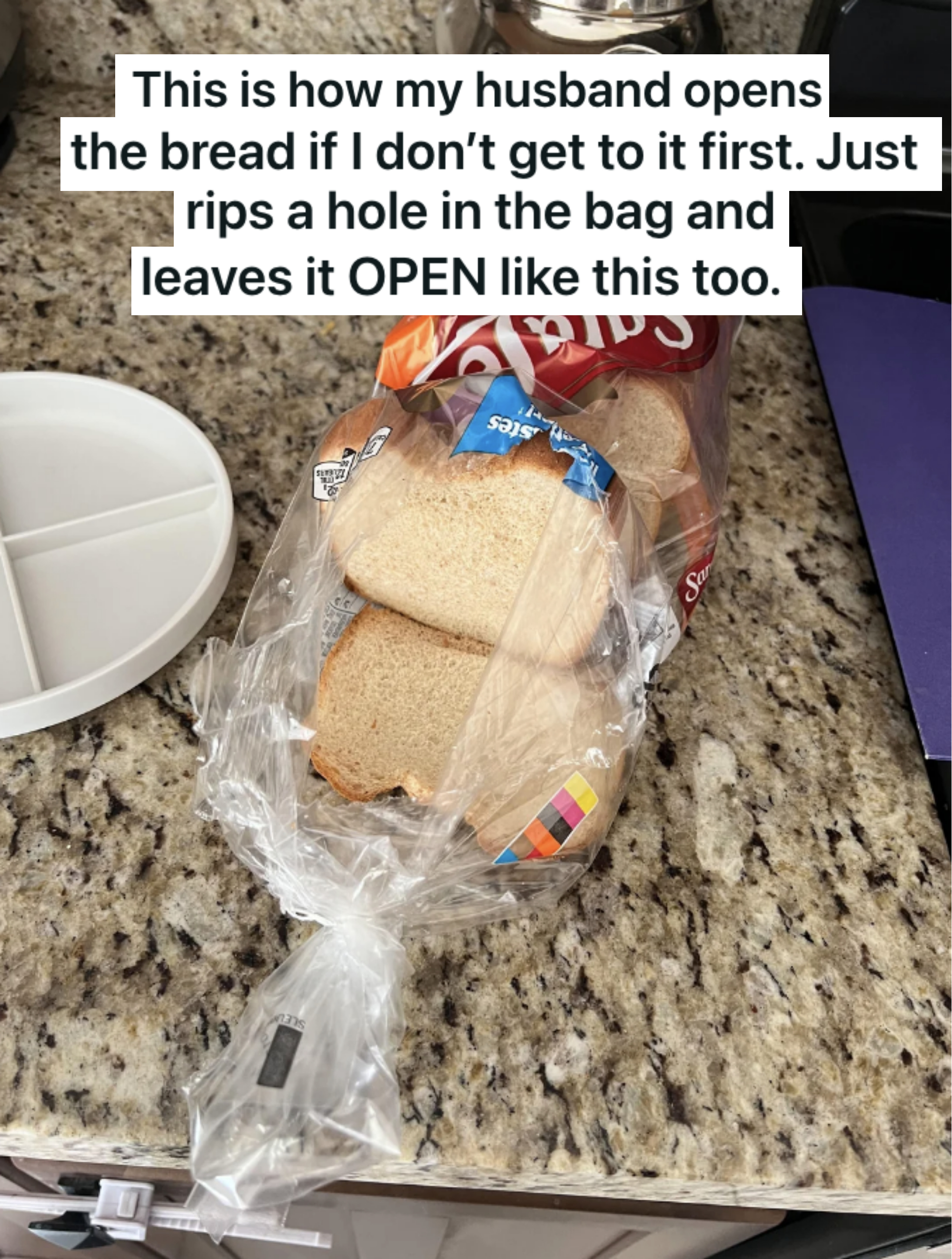 a sandwich bag with a hole in it