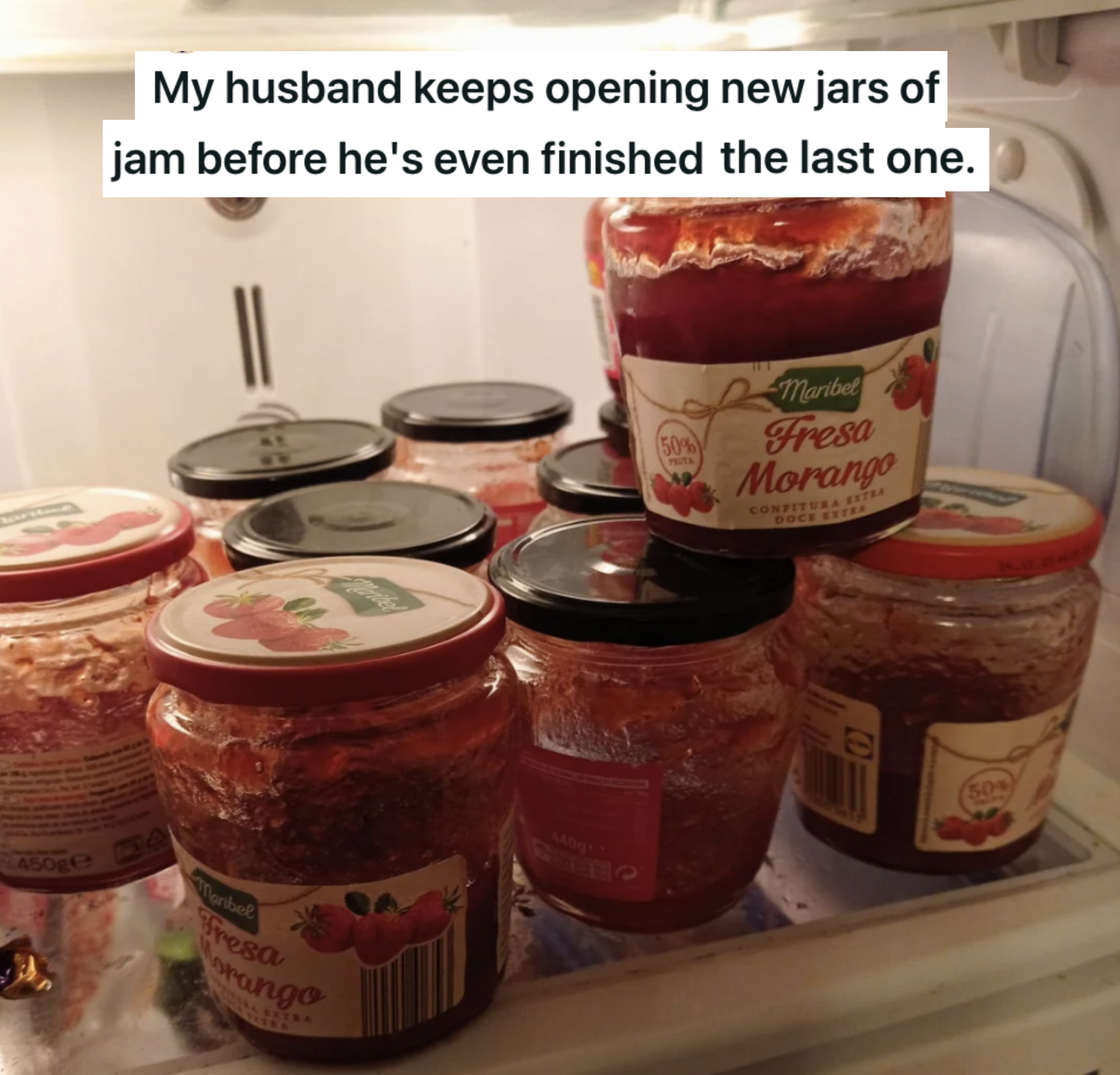 half-finished jars of jam