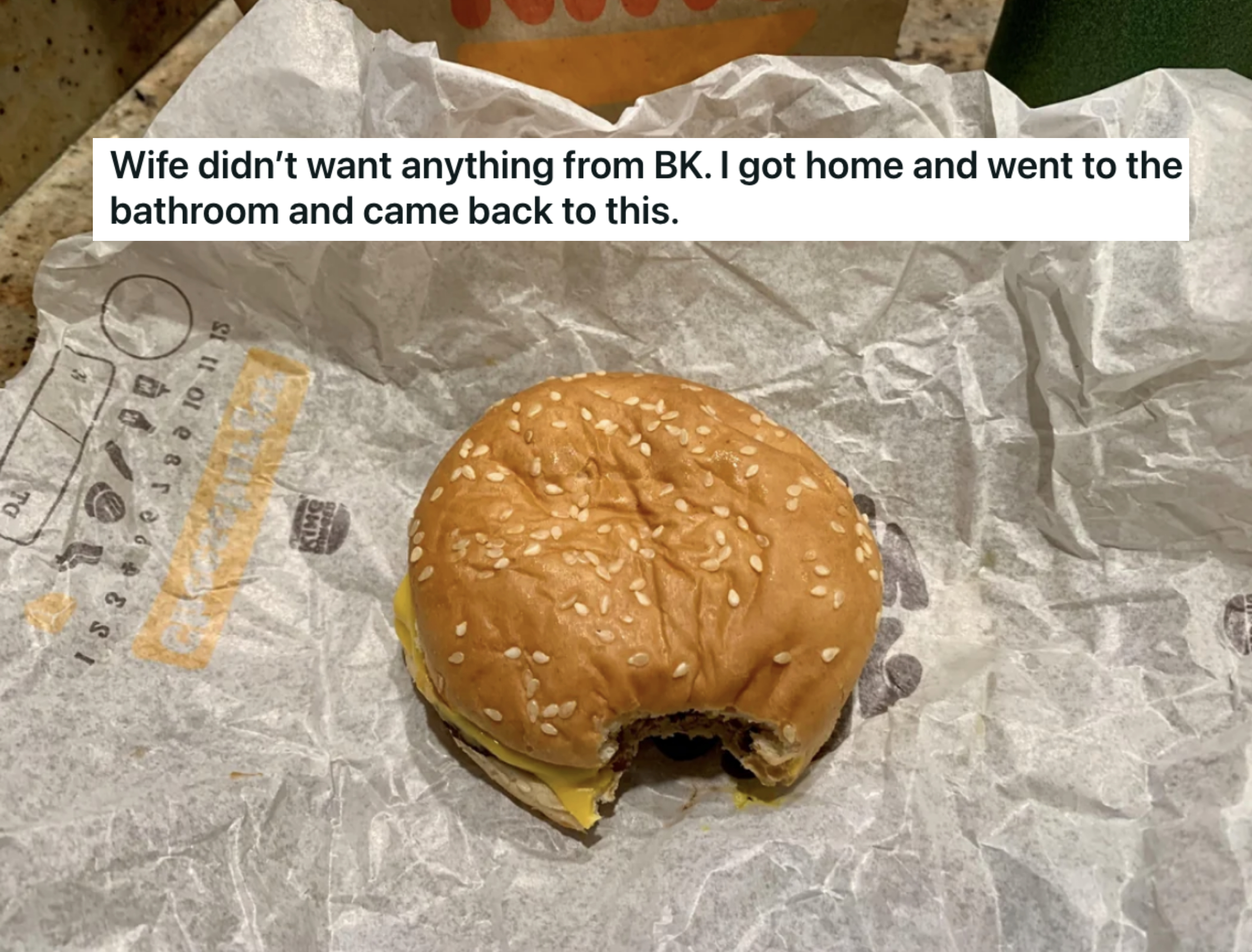 a bite missing from a burger