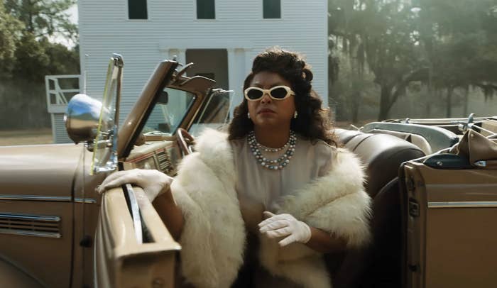 Taraji P. Henson exiting a car in a scene from &quot;The Color Purple&quot;