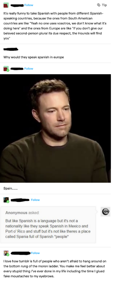 "But like Spanish is a language"