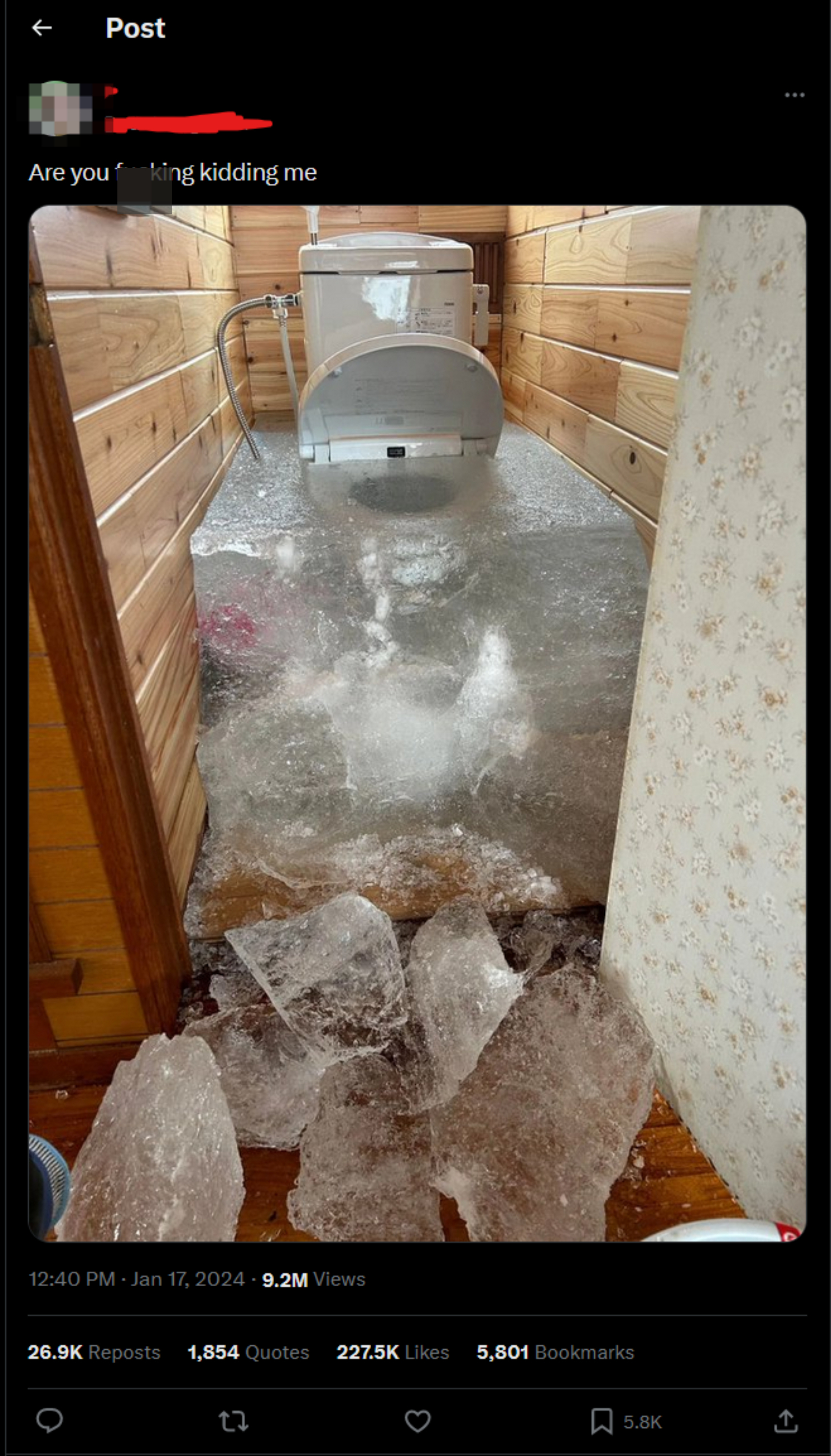 a frozen bathroom